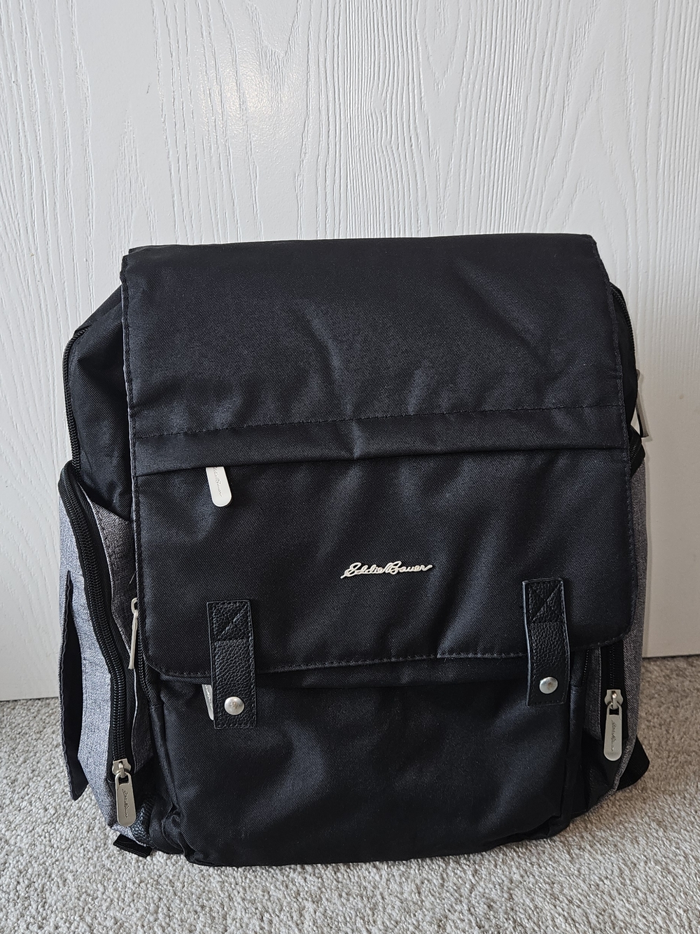 Eddie Bauer Black and Gray Baby Bag Backpack